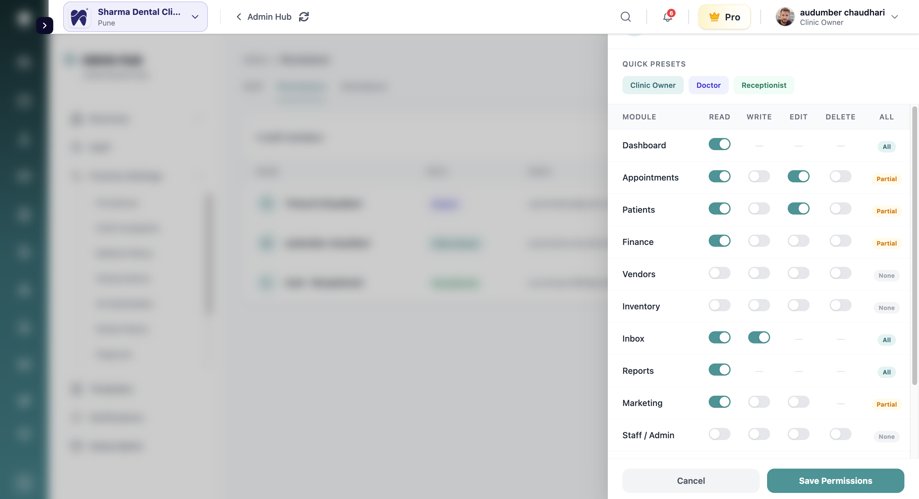 MolarPlus Staff Management screenshot